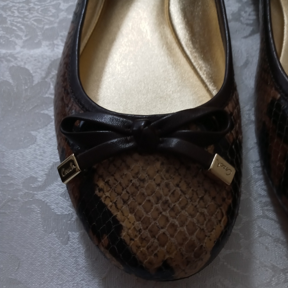 Coach Brown Python Snake Print Flat Ballet Shoes … - image 2